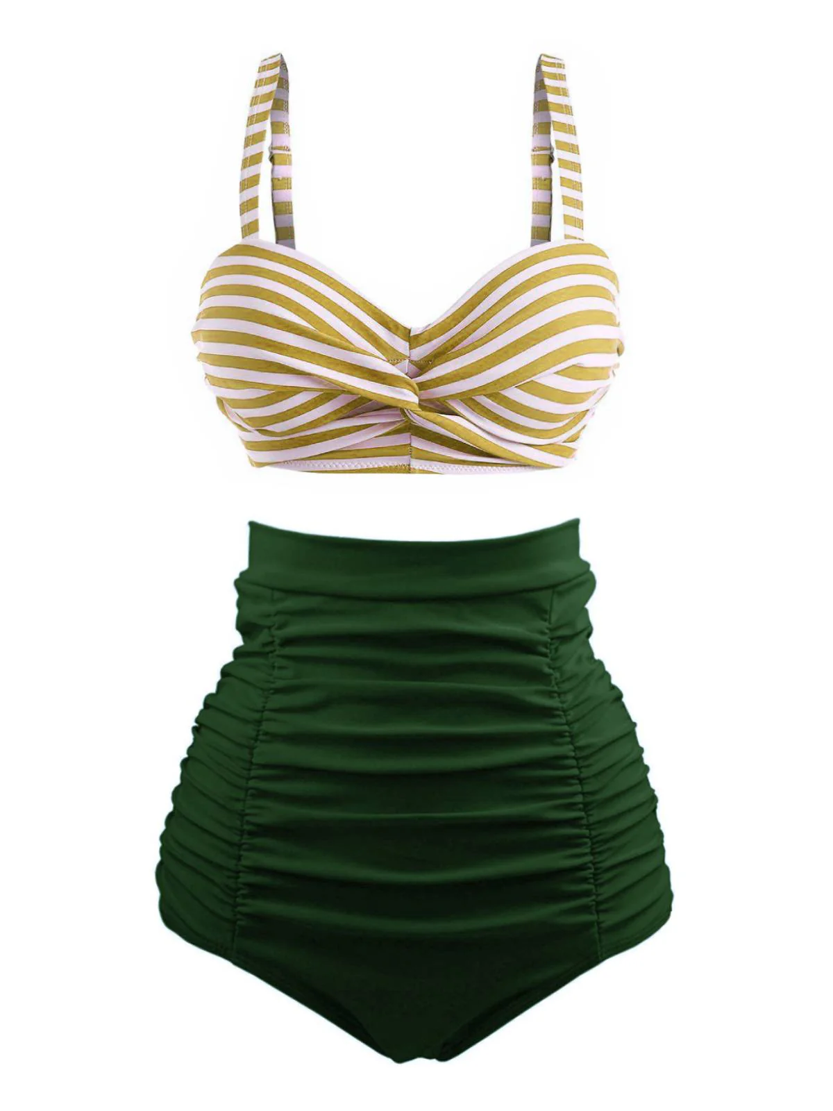 Marineblau 1940er Gestreiftes Colorblock Vintage Bikini Set - Image 6