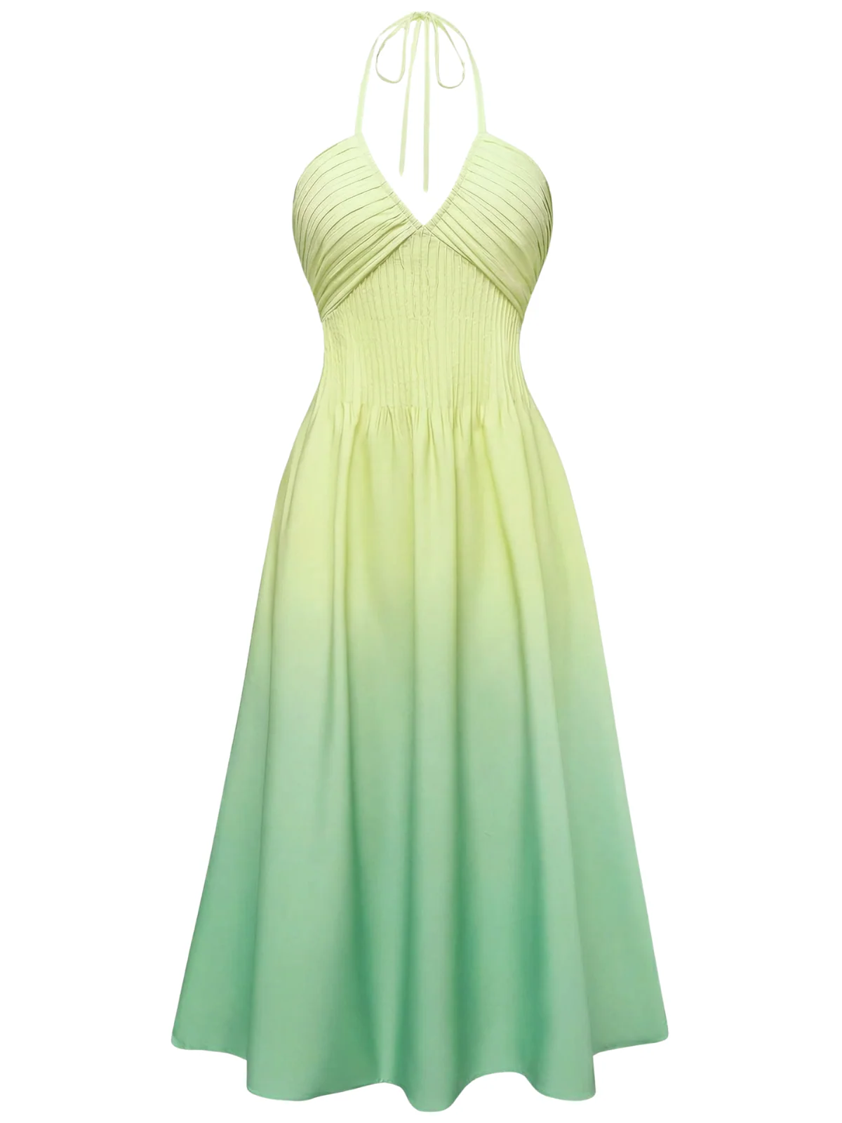 40er Kleid mit Ombre, Neckholder und V-Ausschnitt in Mehrfarbig - Image 6