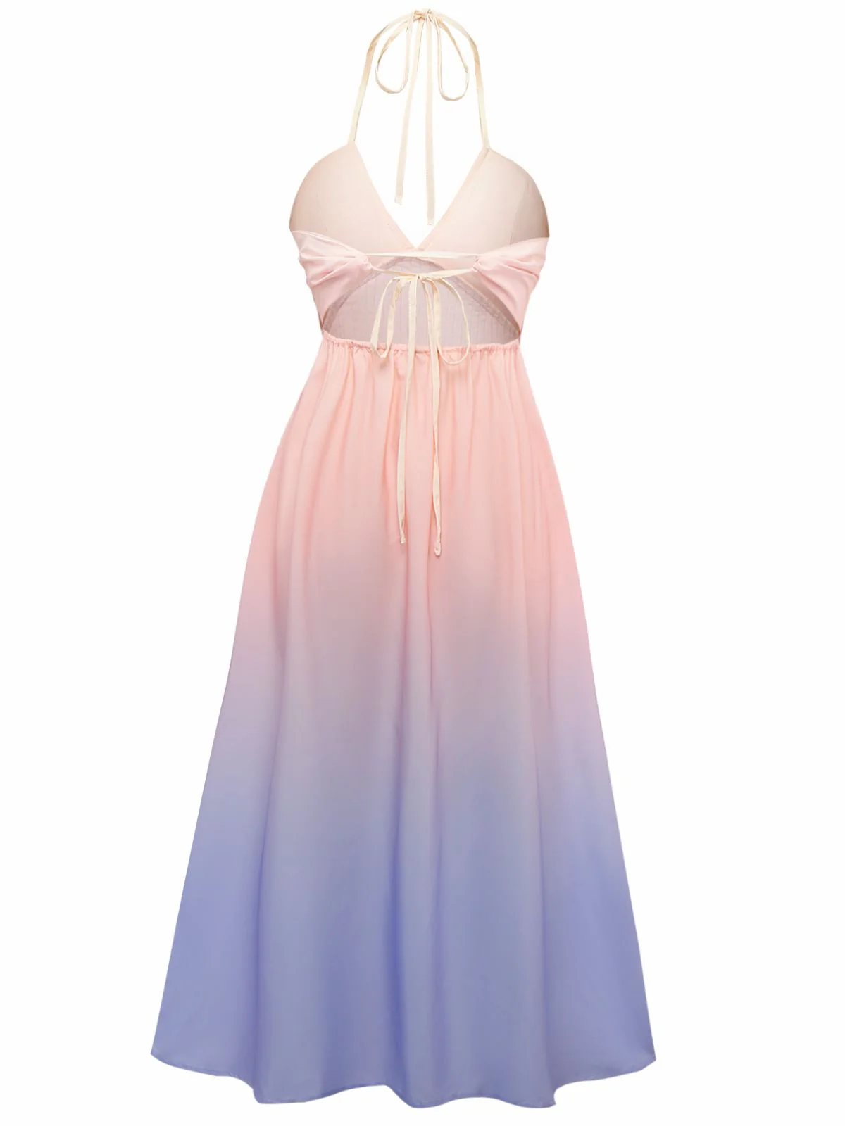 40er Kleid mit Ombre, Neckholder und V-Ausschnitt in Mehrfarbig - Image 2