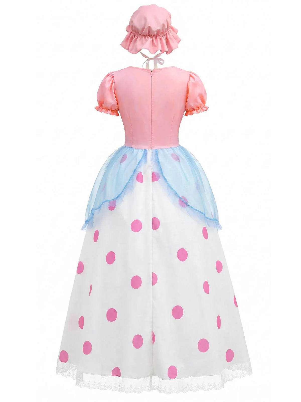 40er Kleid mit Puffärmeln und Polka-Dots, Bo-Peep-Cosplay-Stil in Rosa - Image 3