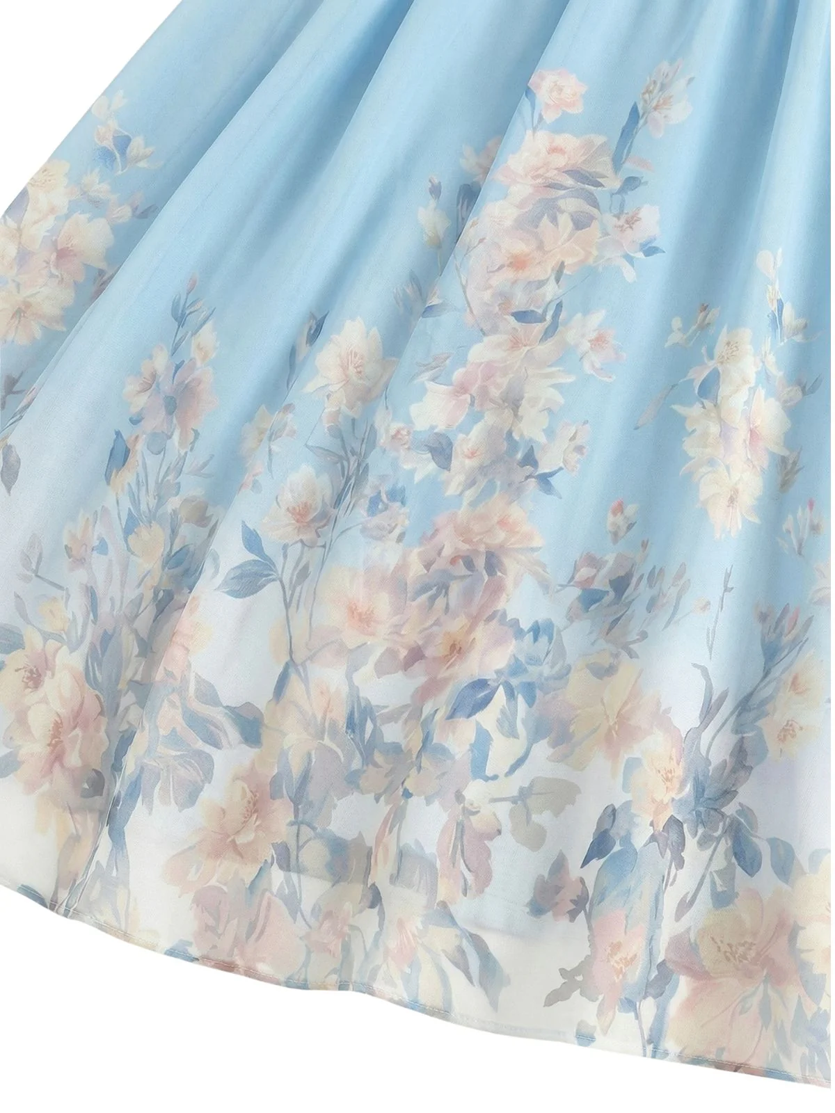40er Midikleid mit V-Ausschnitt, Blumen und ärmellos - Image 4