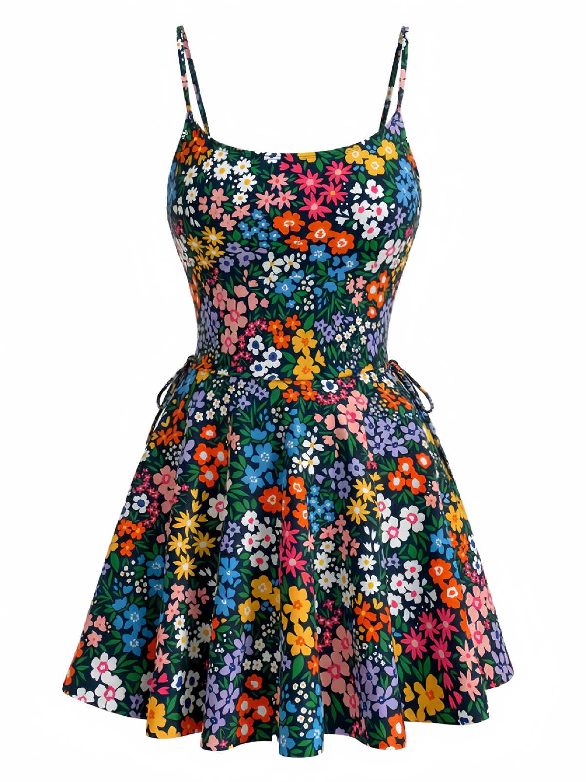 40er Tankini-Set mit Blumen-Print und U-Ausschnitt in Mehrfarbig - Image 2