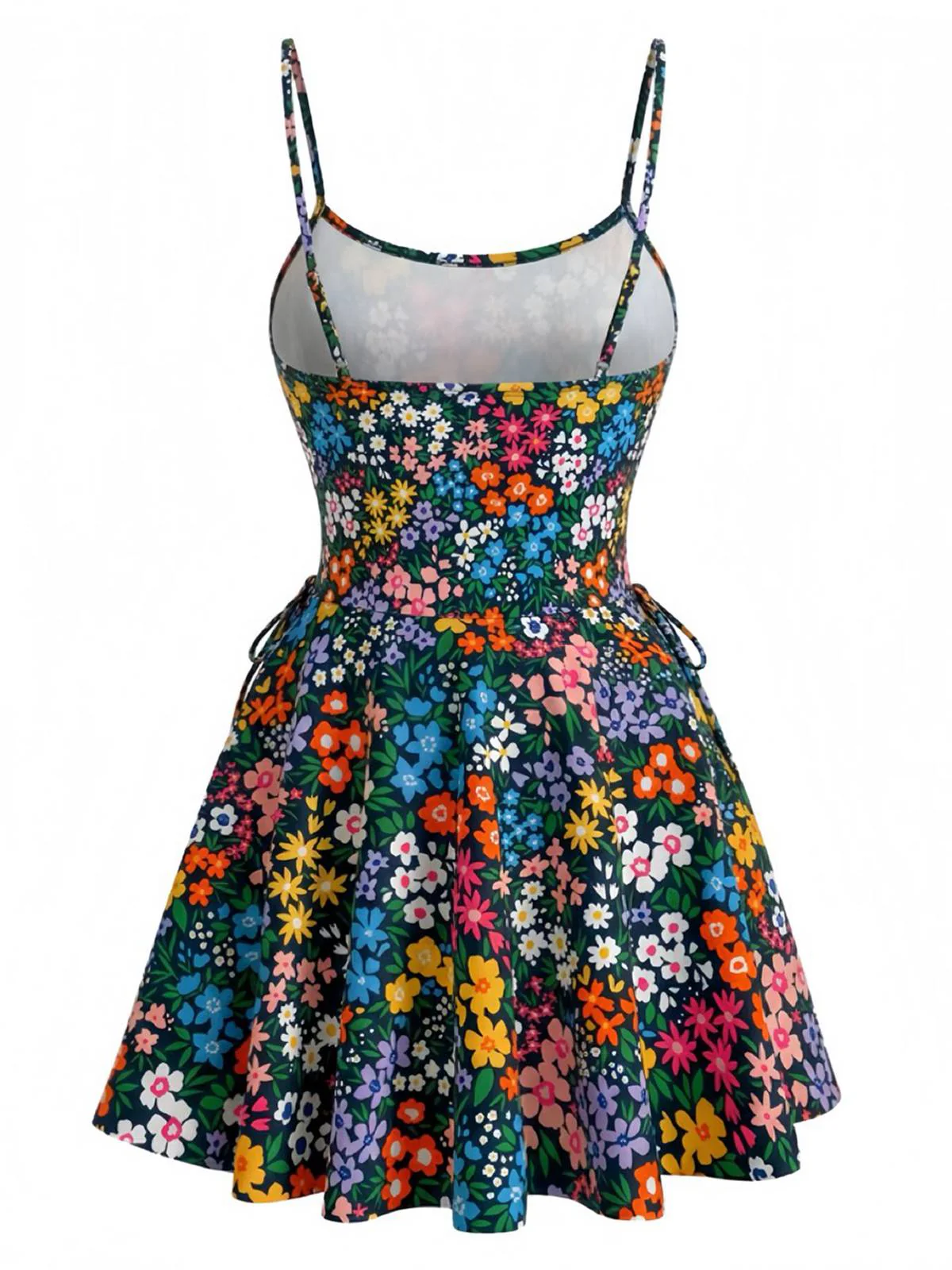 40er Tankini-Set mit Blumen-Print und U-Ausschnitt in Mehrfarbig - Image 3