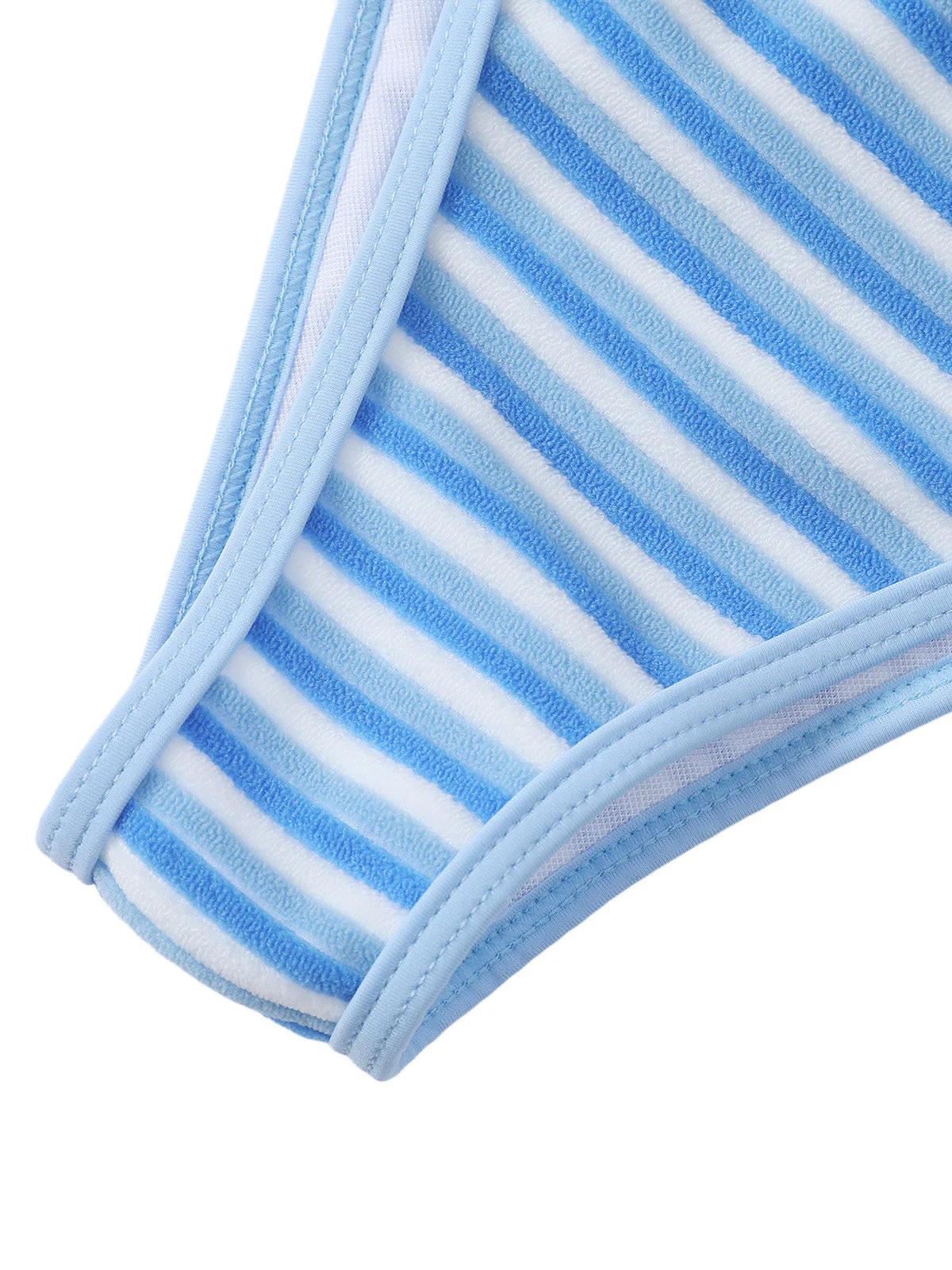 40er Tankini-Set mit Streifen und Seiten-Bindegürtel in Blau & Weiß - Image 10