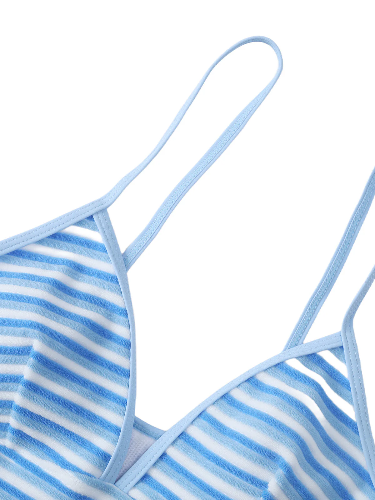 40er Tankini-Set mit Streifen und Seiten-Bindegürtel in Blau & Weiß - Image 4
