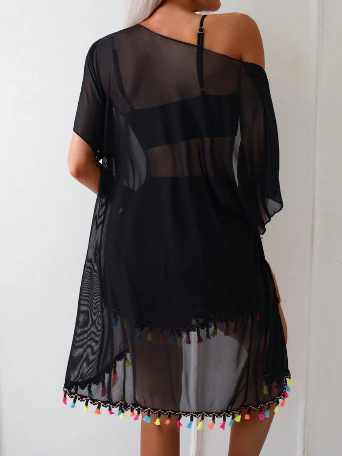4PCS 1970er Boho Streifen Bikini & Fransen Cover-Up Set - Image 8