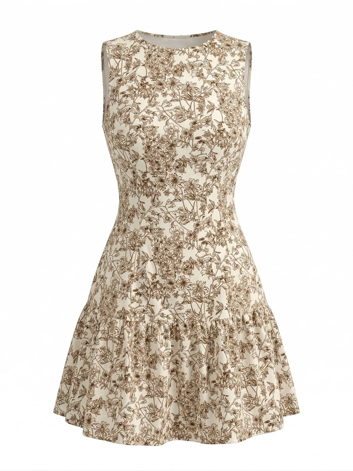50er Ärmelloses Kleid mit Ditsy-Blumen und Rundhals - Image 2