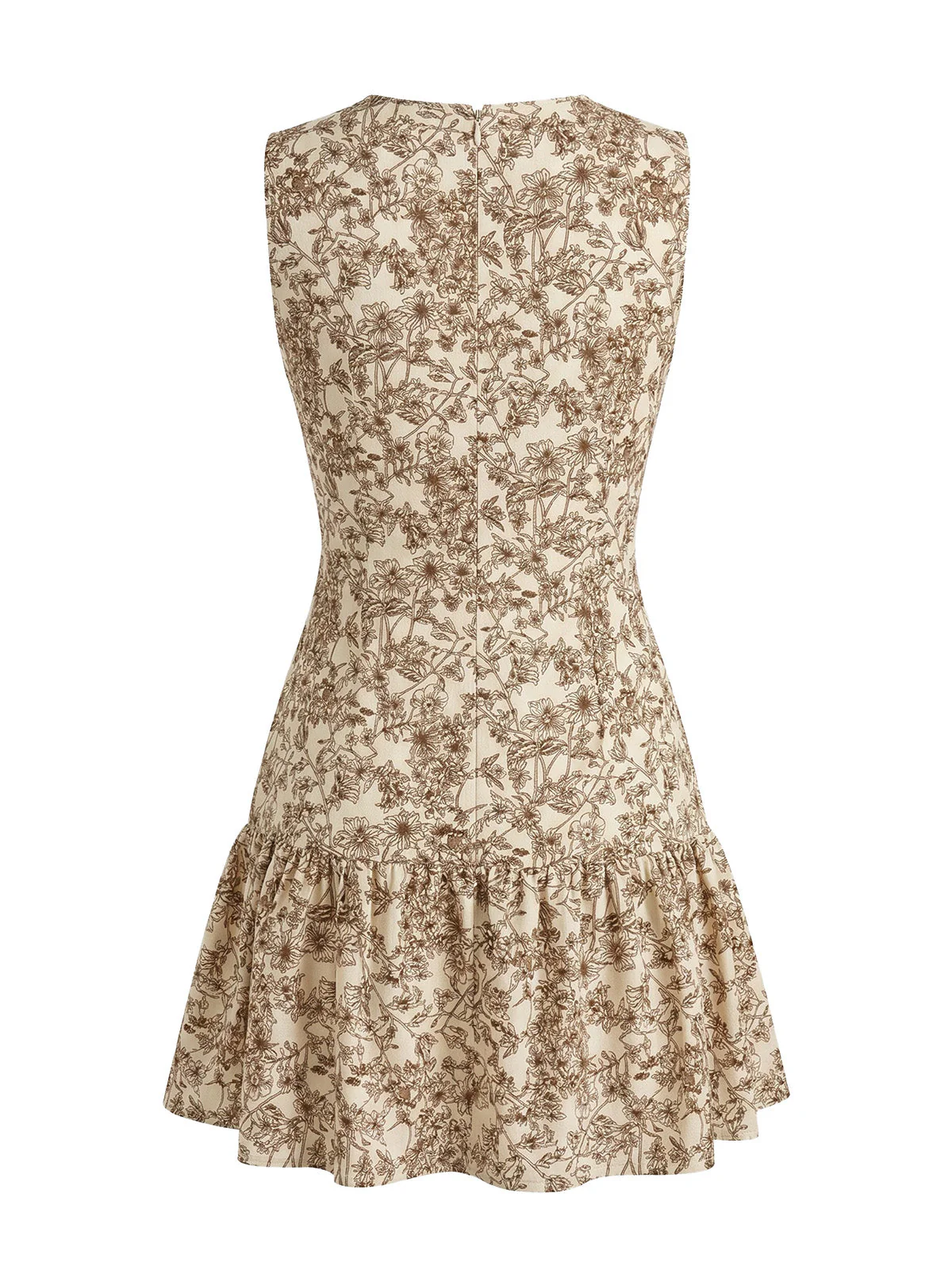 50er Ärmelloses Kleid mit Ditsy-Blumen und Rundhals - Image 3