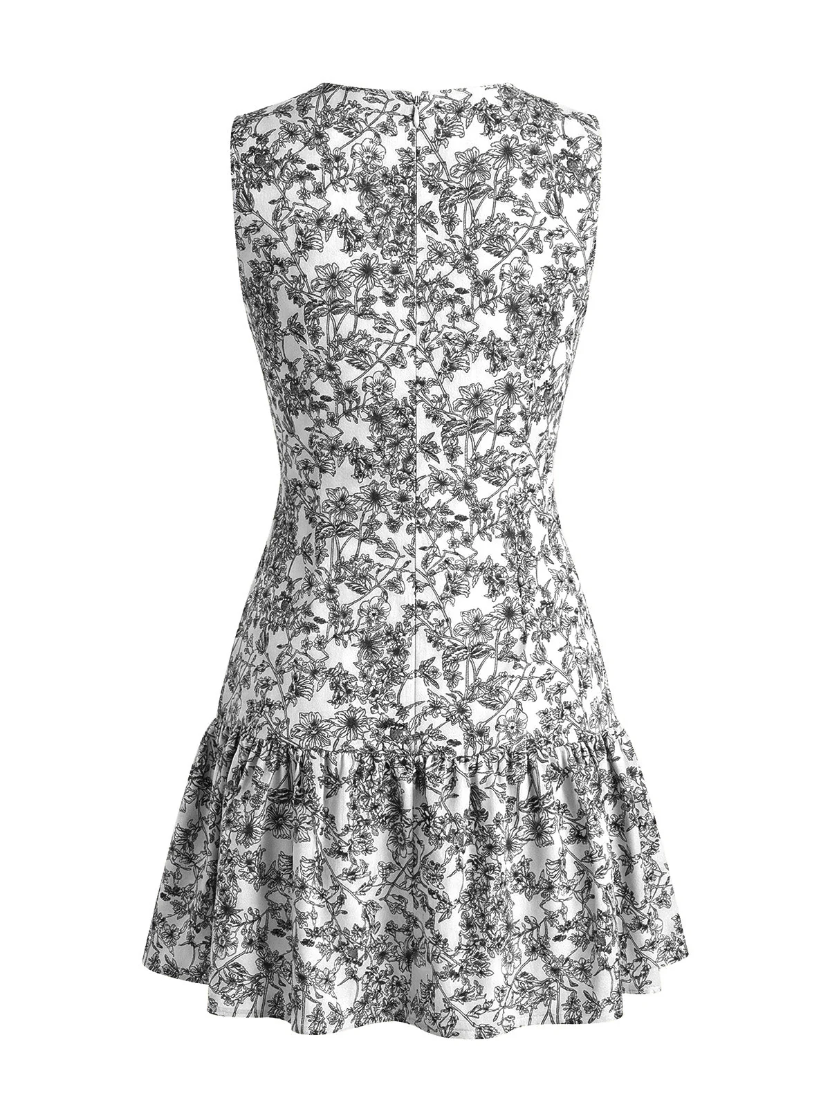50er Ärmelloses Kleid mit Ditsy-Blumen und Rundhals - Image 5