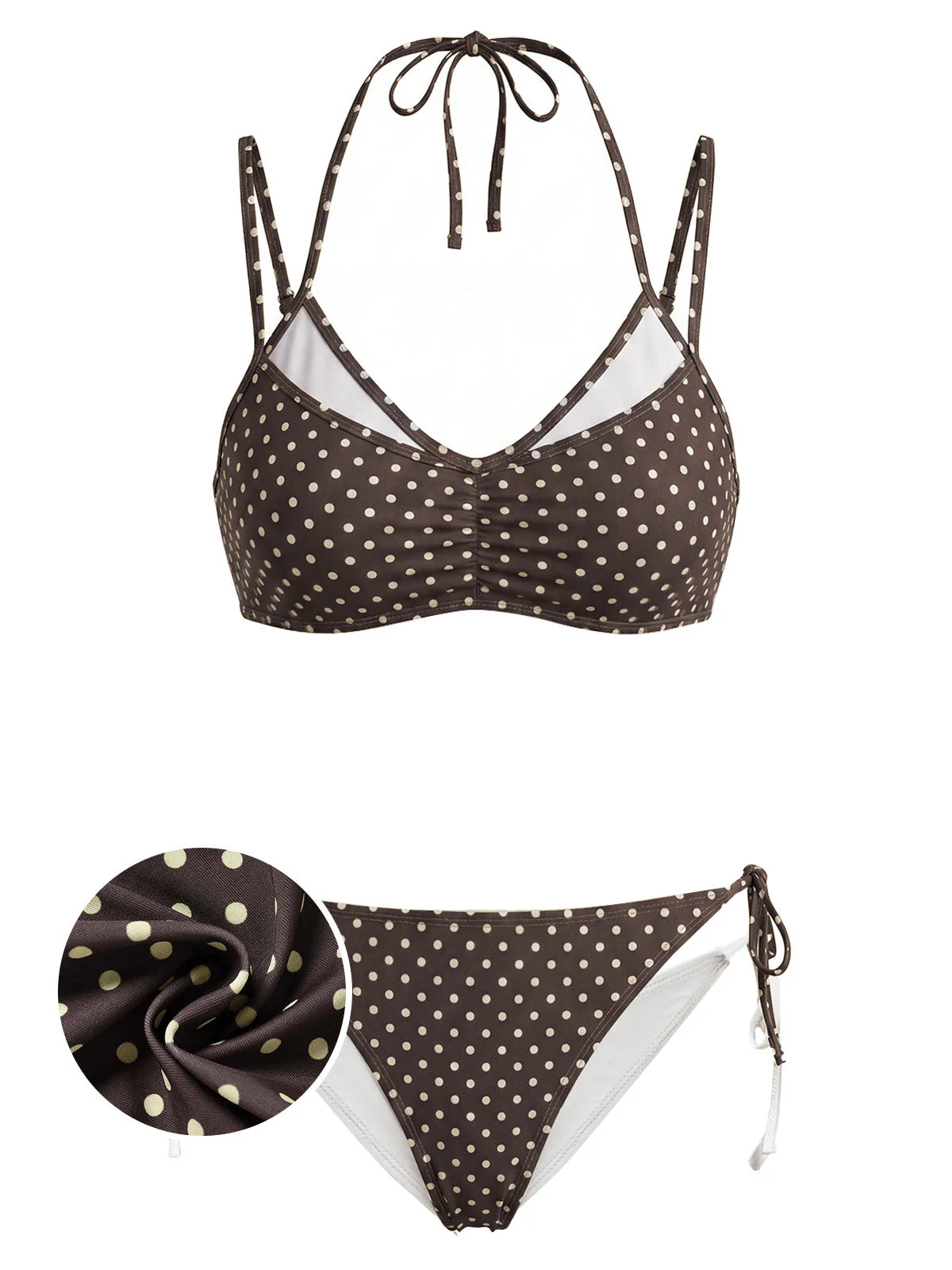 [Vorverkauf] 50er Bikini-Set & Cover-Up mit Polka-Dots und Blumenstickerei - Image 3
