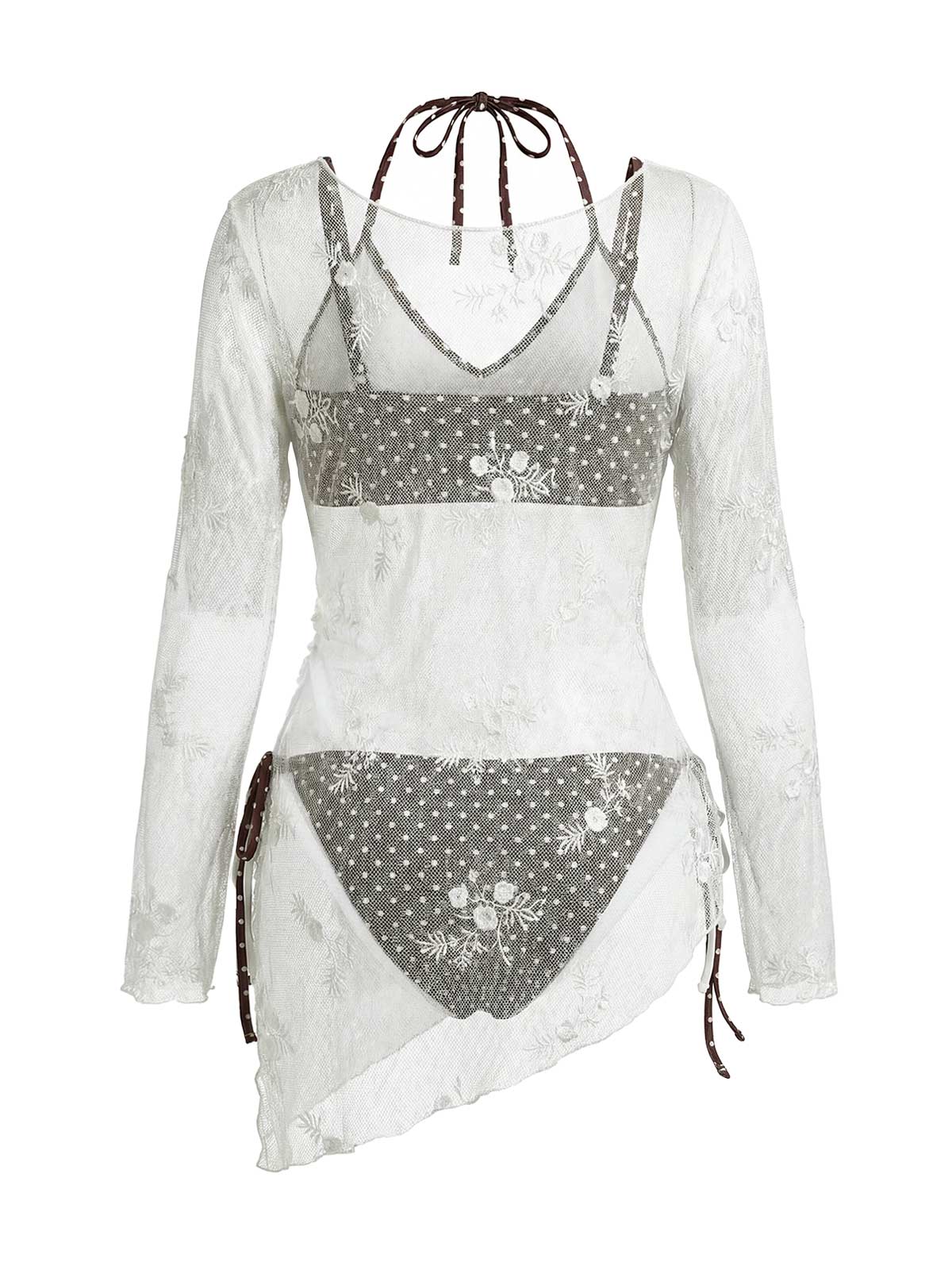 [Vorverkauf] 50er Bikini-Set & Cover-Up mit Polka-Dots und Blumenstickerei - Image 5