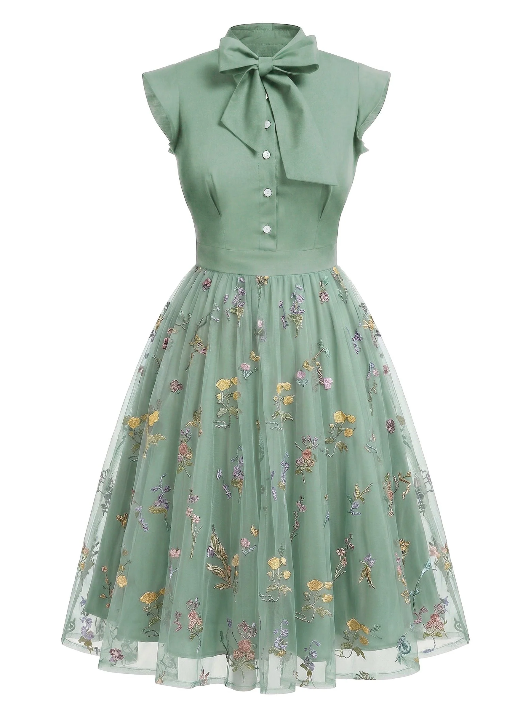 50er Kleid mit Schmetterlings und Patchwork in Schwarz - Image 7