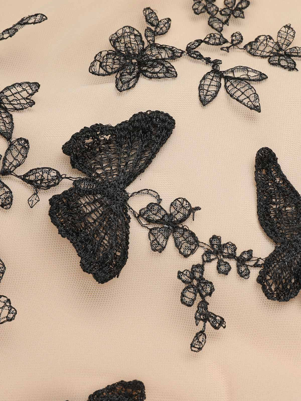 50er Kleid mit Schmetterlings und Patchwork in Schwarz - Image 6