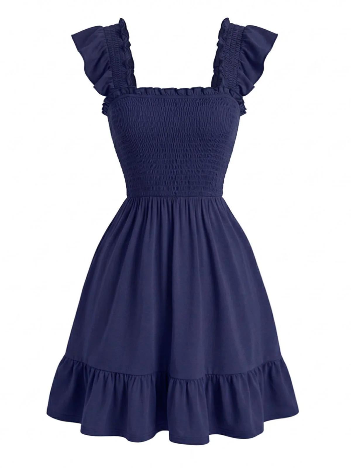 50er Smockkleid mit eckigem Ausschnitt und Rüschenärmel - Image 2