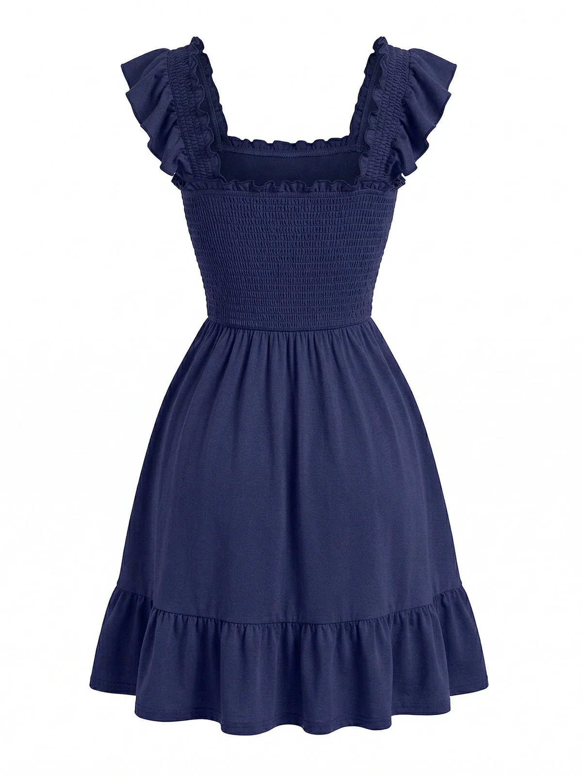 50er Smockkleid mit eckigem Ausschnitt und Rüschenärmel - Image 3