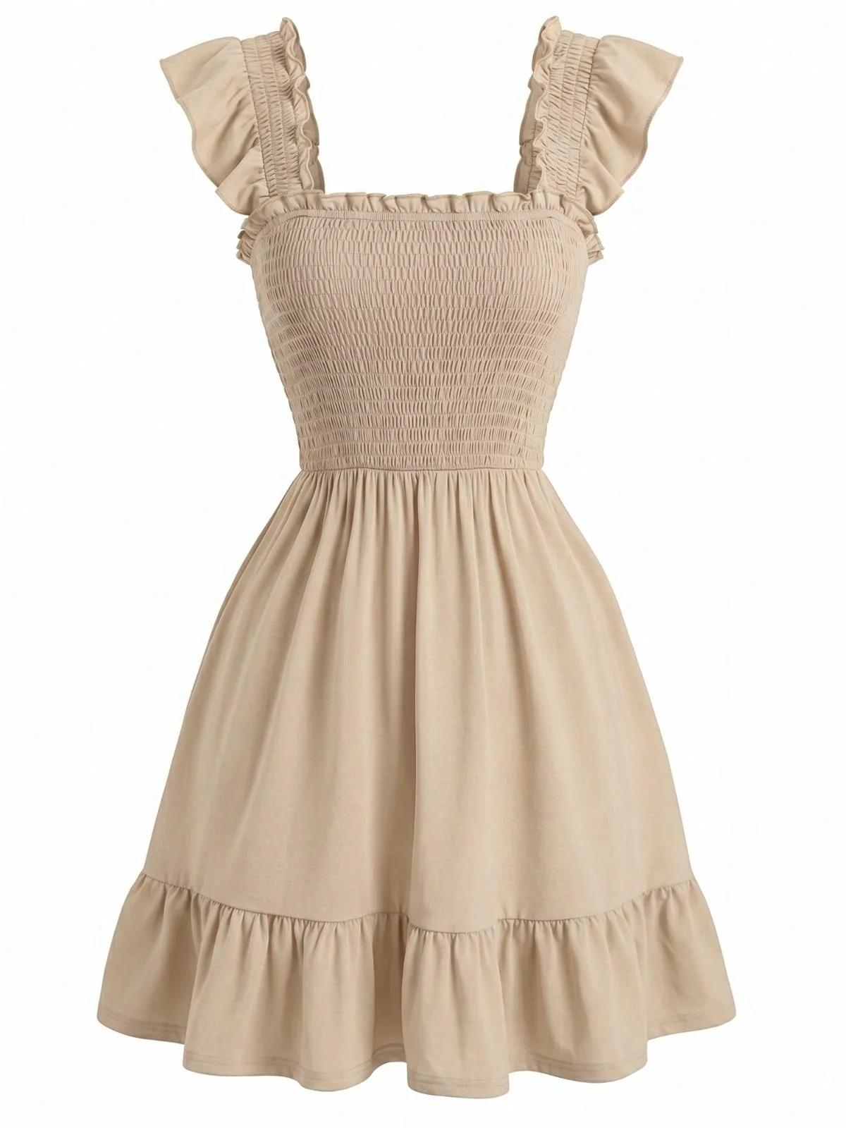 50er Smockkleid mit eckigem Ausschnitt und Rüschenärmel - Image 6