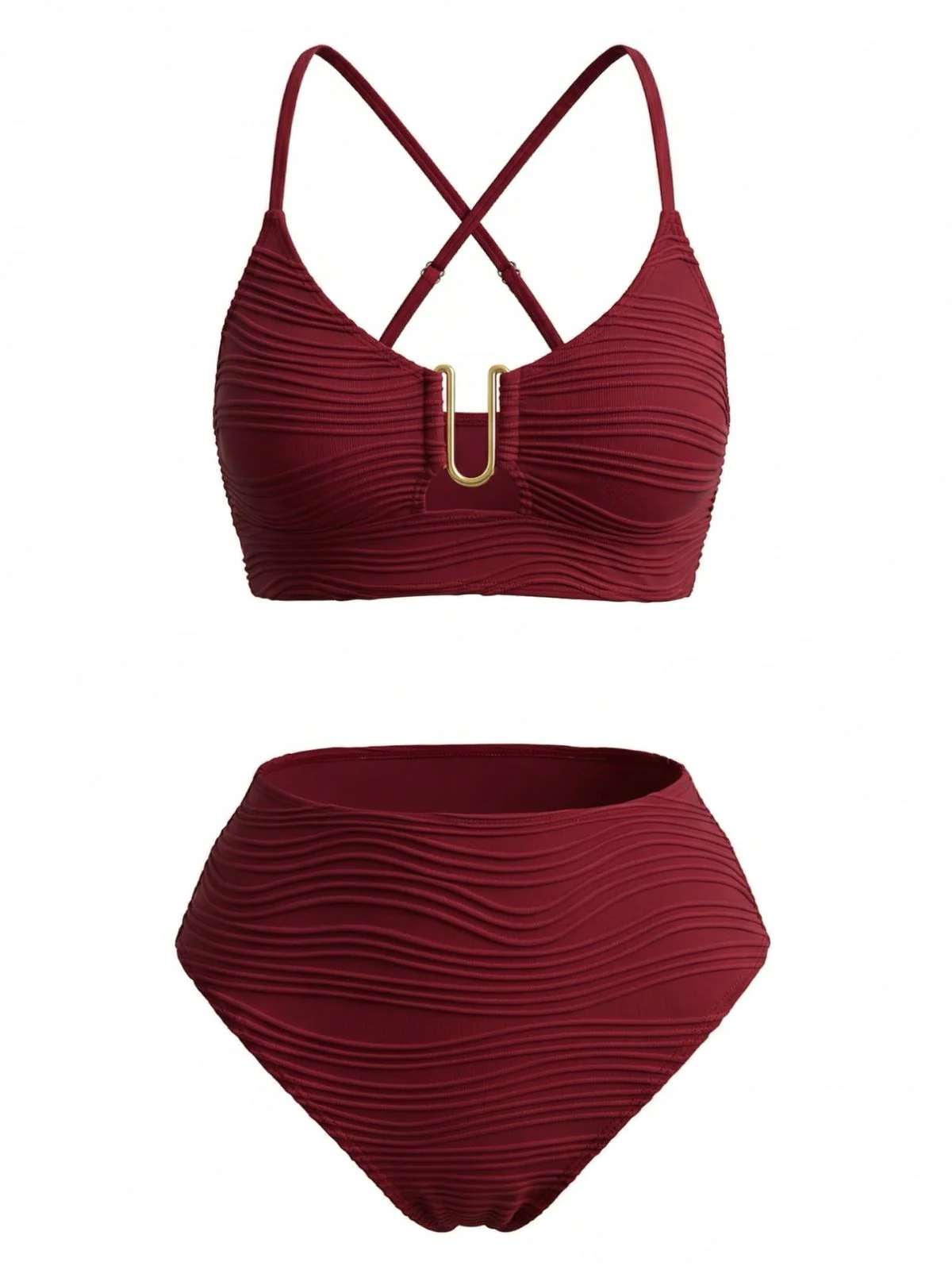 50er Tankini-Set mit U-Ausschnitt, Metall-Detail und hoher Taille - Image 2