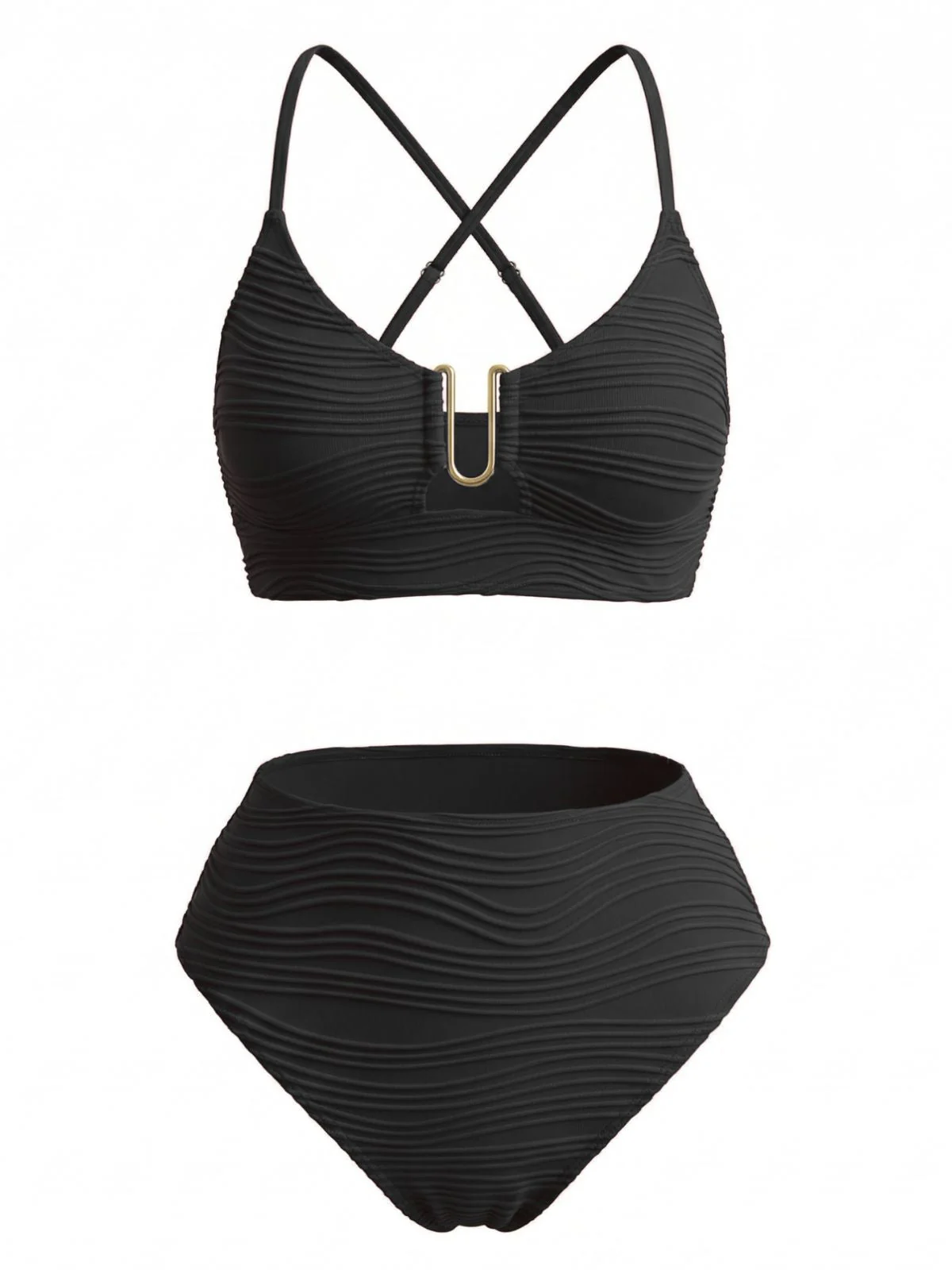 50er Tankini-Set mit U-Ausschnitt, Metall-Detail und hoher Taille - Image 4