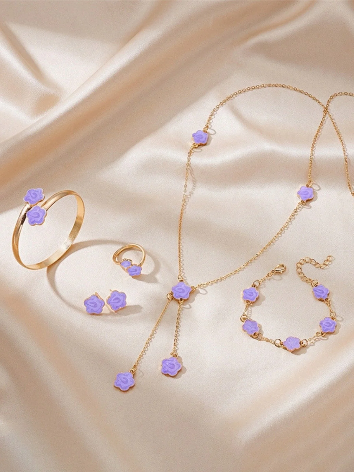 5PCS Fünfblättrig Blume Schmuck Set - Image 4