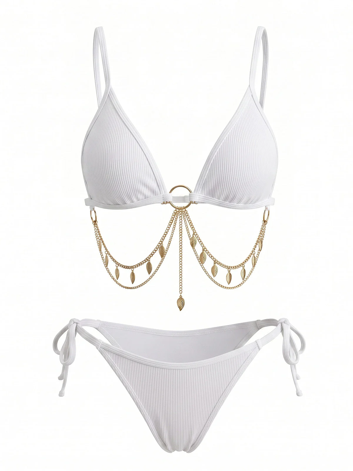 60er Bikini-Set mit Goldkette und gerippt - Image 10