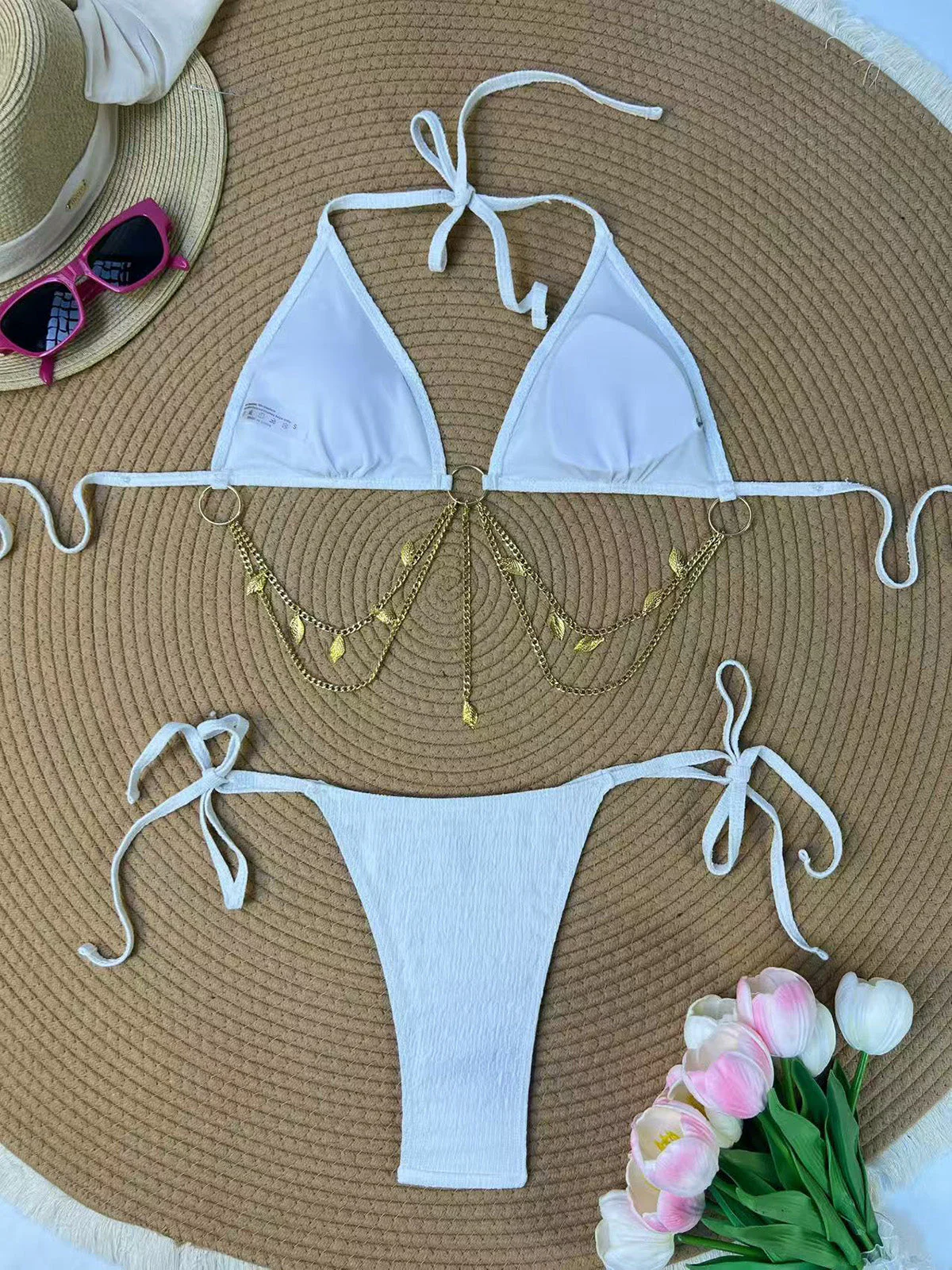 60er Bikini-Set mit Goldkette und gerippt - Image 11