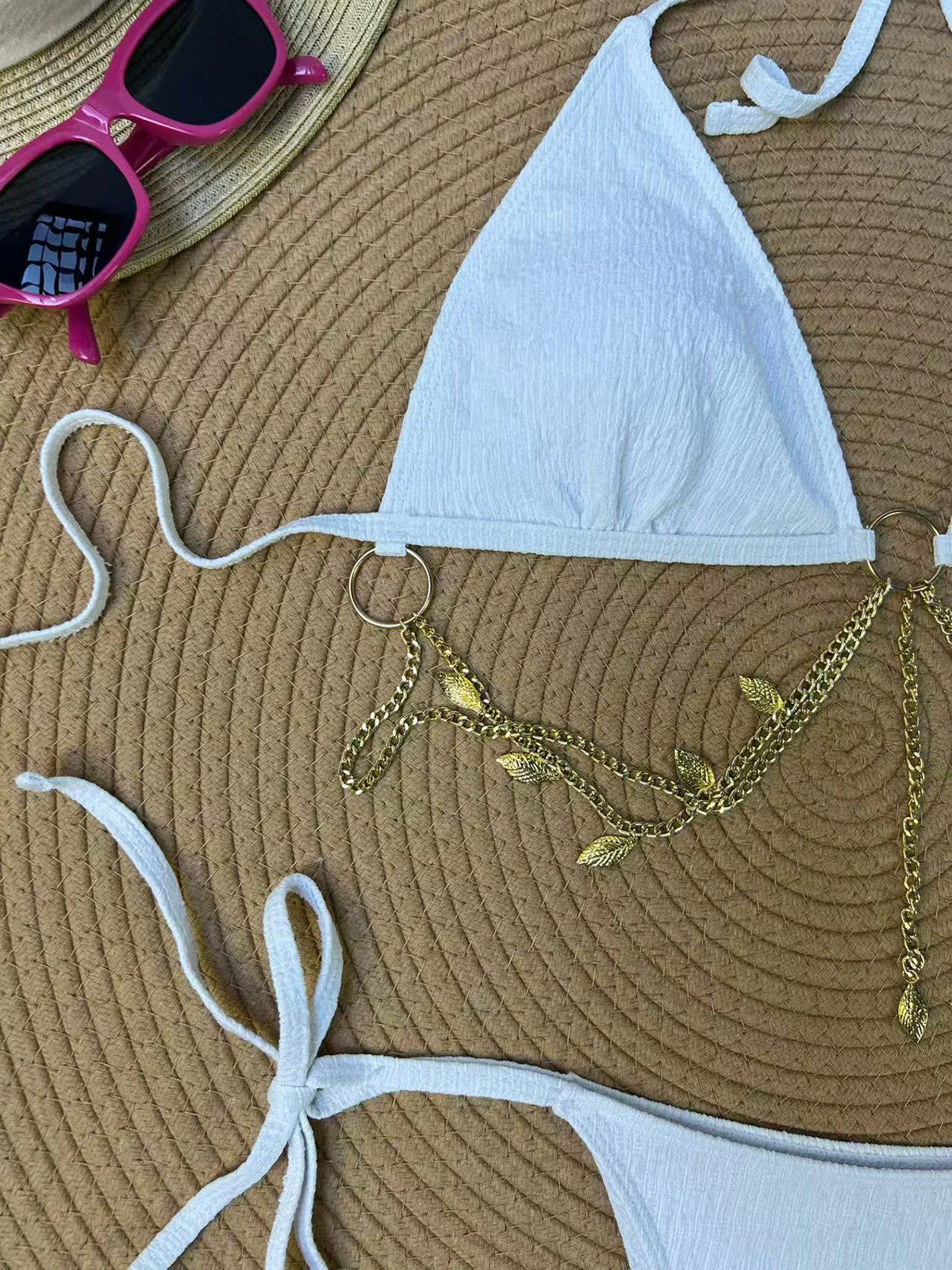 60er Bikini-Set mit Goldkette und gerippt - Image 12