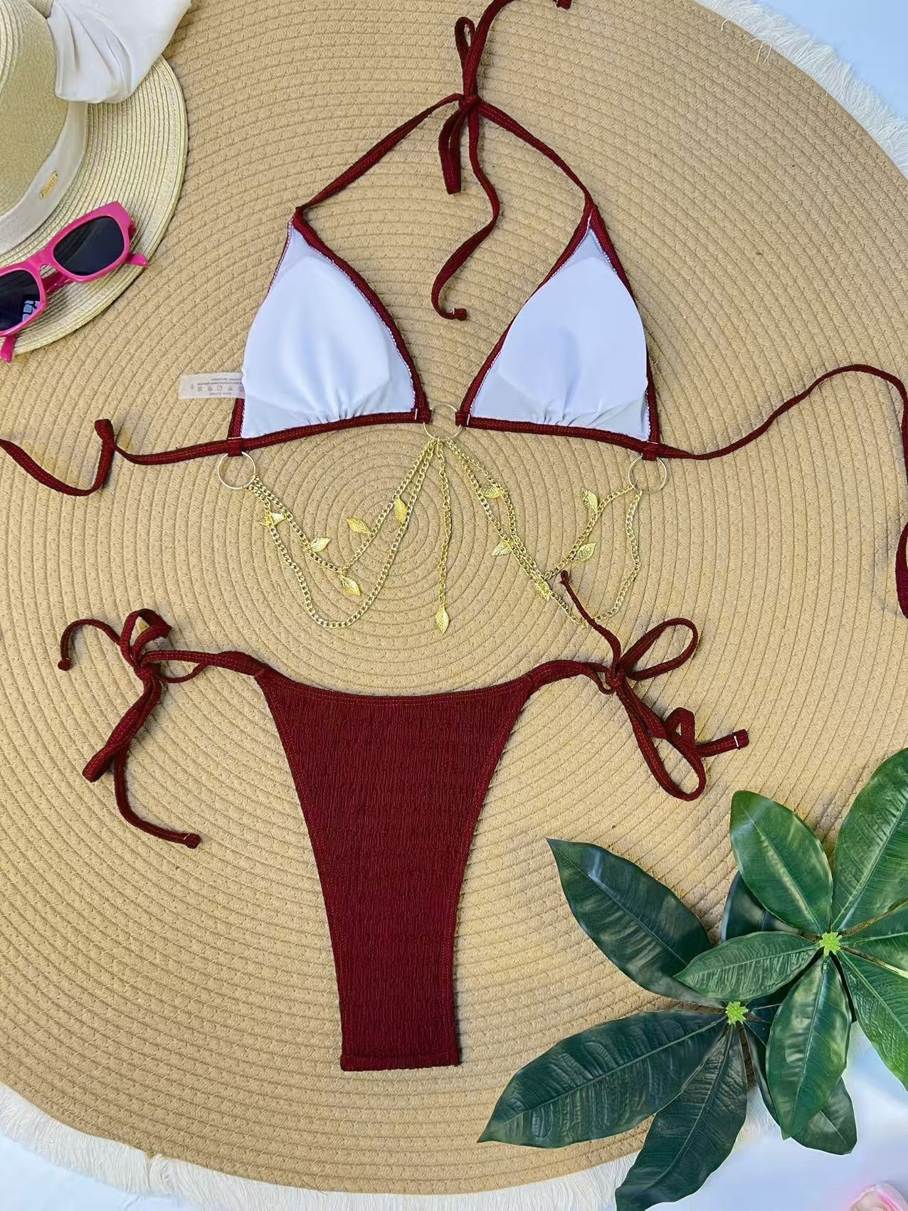 60er Bikini-Set mit Goldkette und gerippt - Image 15