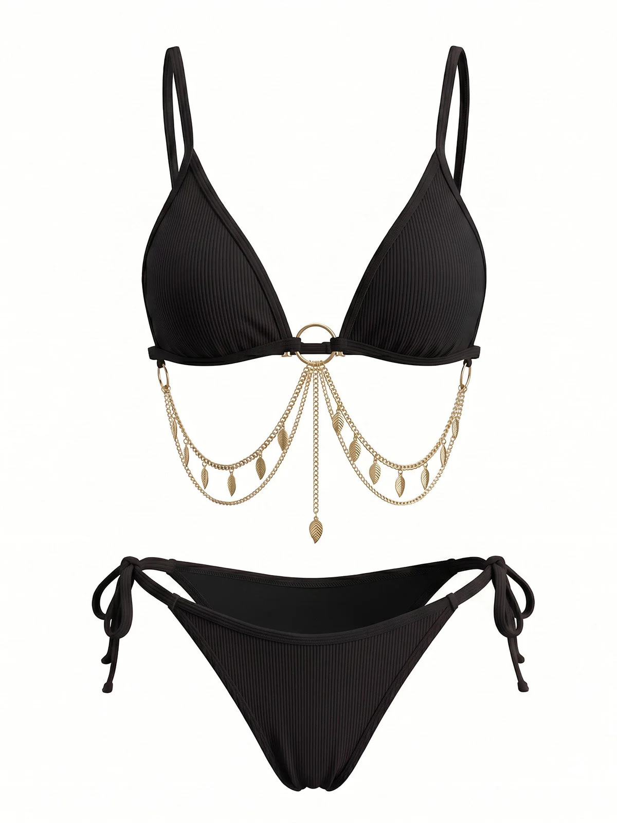 60er Bikini-Set mit Goldkette und gerippt - Image 2