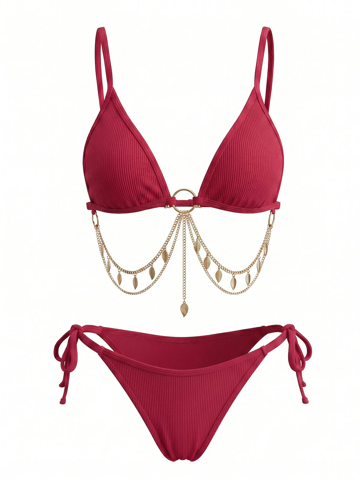 60er Bikini-Set mit Goldkette und gerippt - Image 6