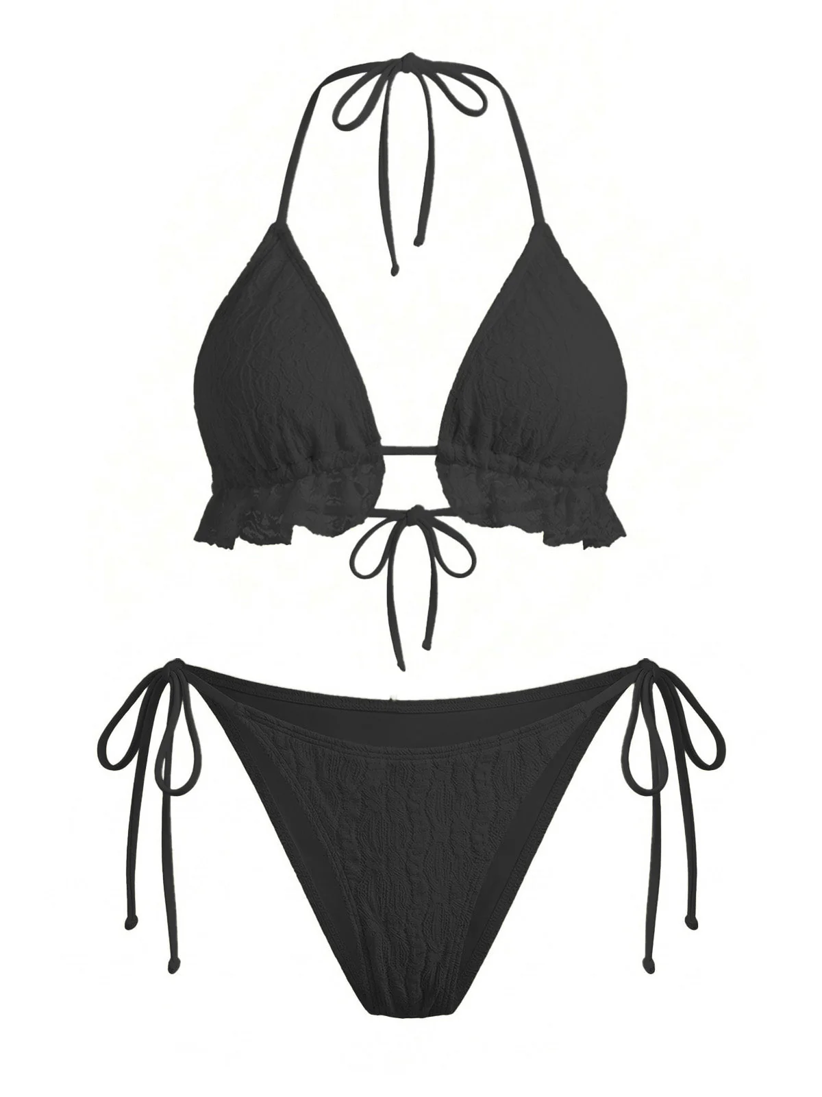 60er Bikini-Set mit Neckholder, Spitze und Rüschen-Cover-Up - Image 10