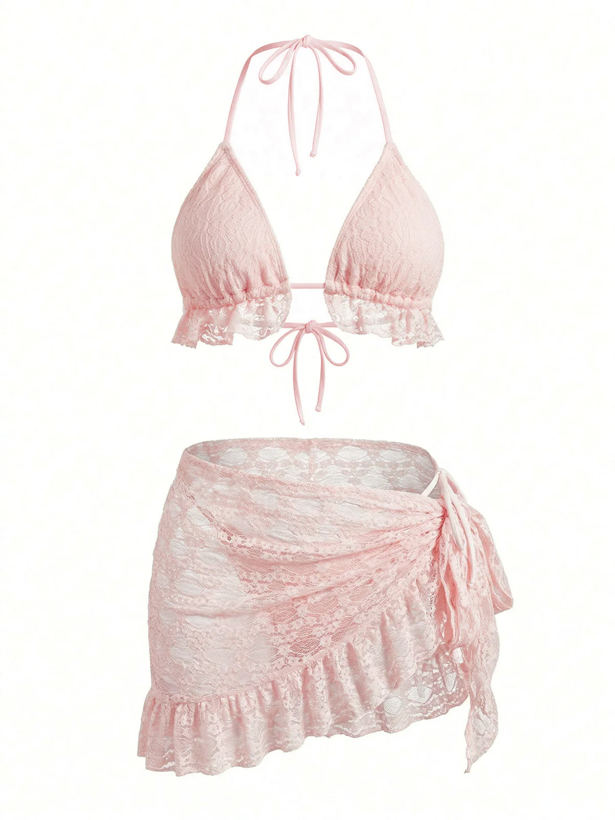 60er Bikini-Set mit Neckholder, Spitze und Rüschen-Cover-Up - Image 2