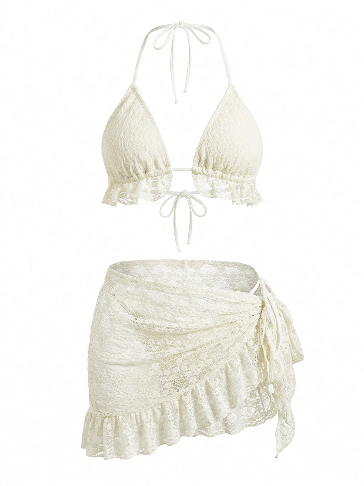 60er Bikini-Set mit Neckholder, Spitze und Rüschen-Cover-Up - Image 5