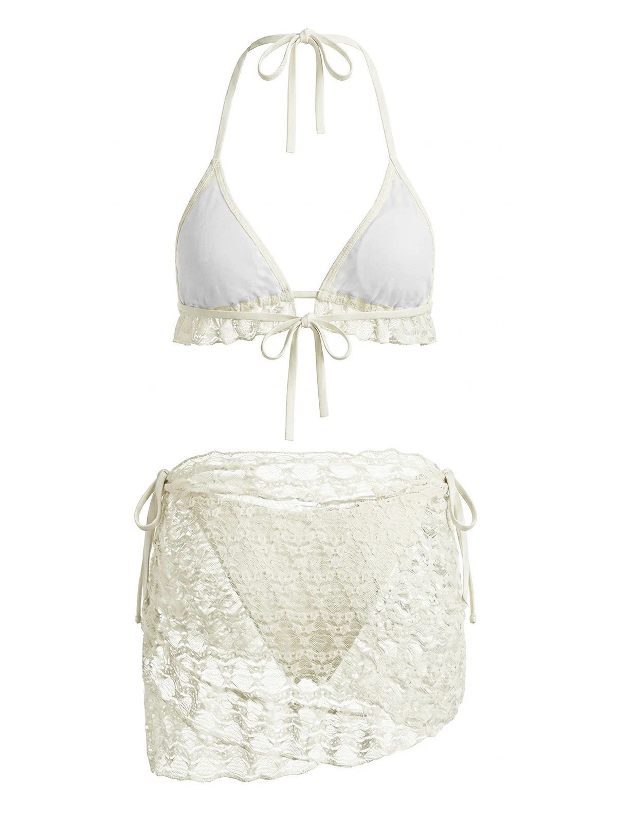 60er Bikini-Set mit Neckholder, Spitze und Rüschen-Cover-Up - Image 6