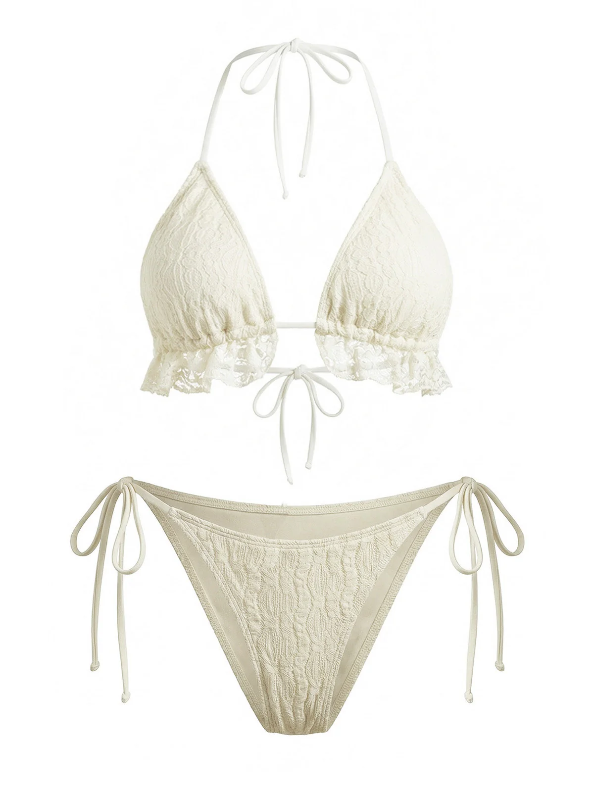 60er Bikini-Set mit Neckholder, Spitze und Rüschen-Cover-Up - Image 7