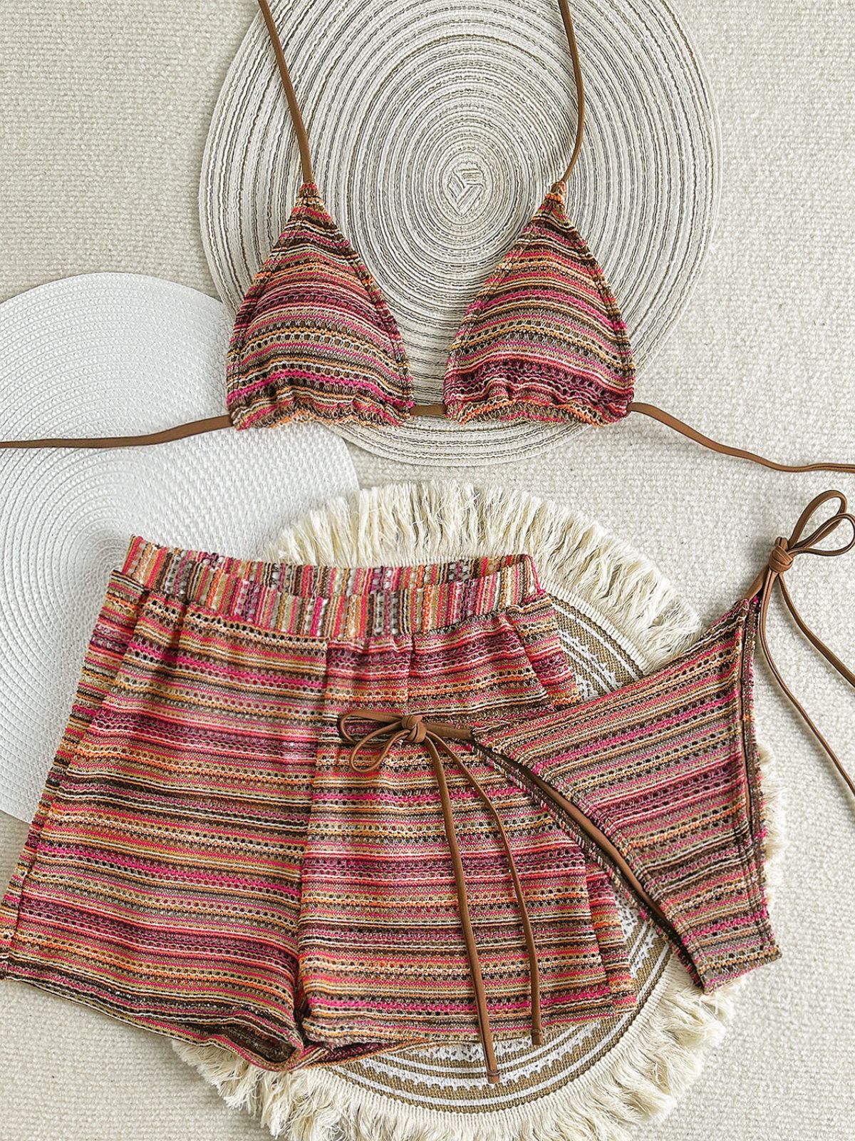 60er Bikini-Set mit Neckholder, Streifen und Dreieck-Top - Image 2