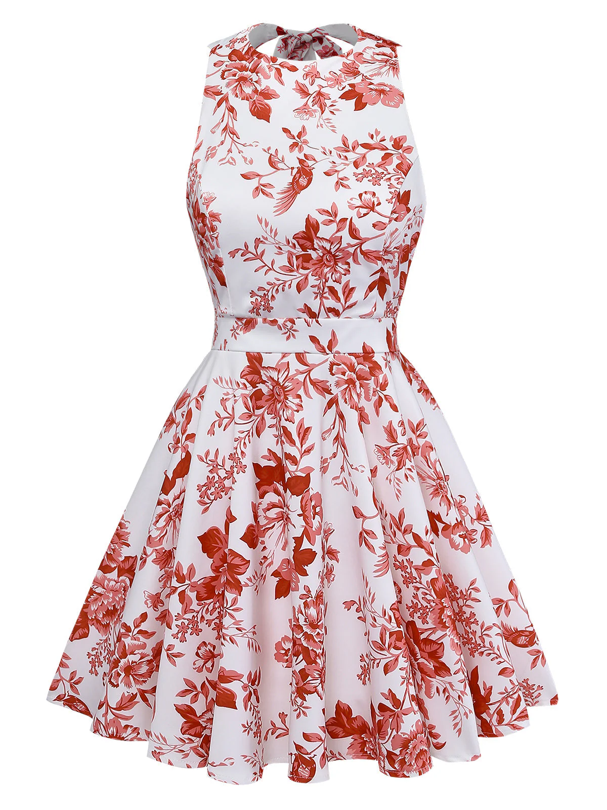 60er Swingkleid mit Neckholder, Blumen-Print und rückenfreiem Design - Image 2
