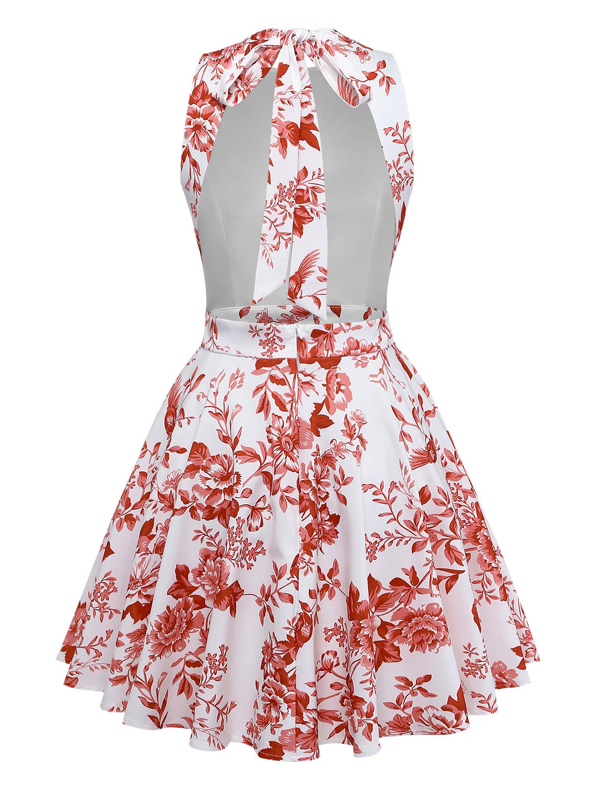 60er Swingkleid mit Neckholder, Blumen-Print und rückenfreiem Design - Image 3