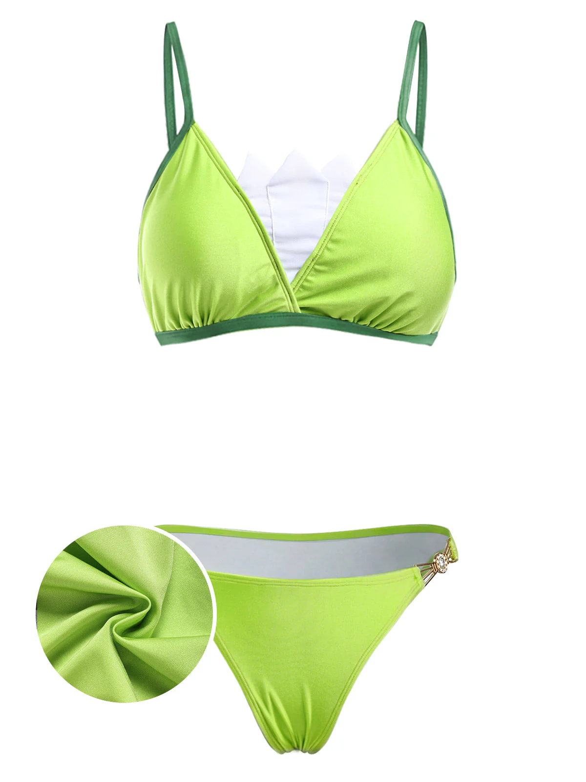 [Vorverkauf] Chartreuse 70er Bikini-Set & Cover-Up mit Triangle und Chiffon - Image 2
