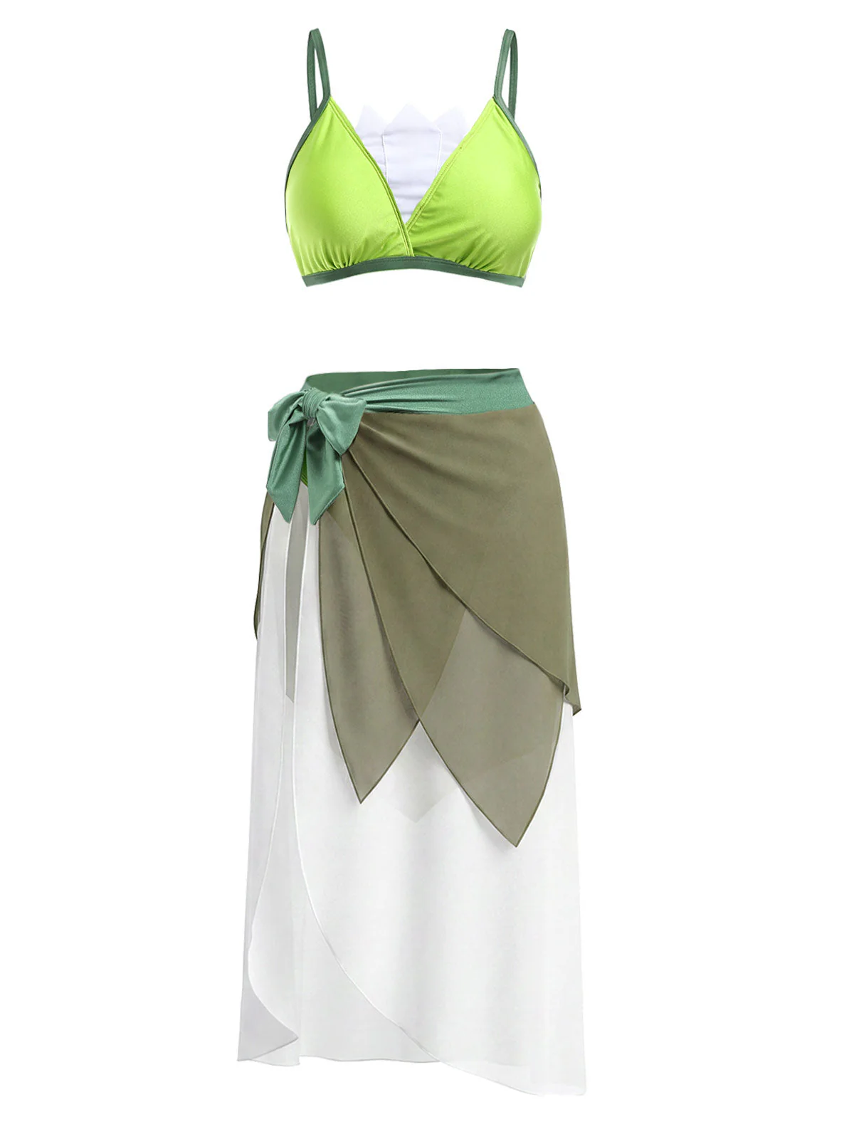 [Vorverkauf] Chartreuse 70er Bikini-Set & Cover-Up mit Triangle und Chiffon - Image 4