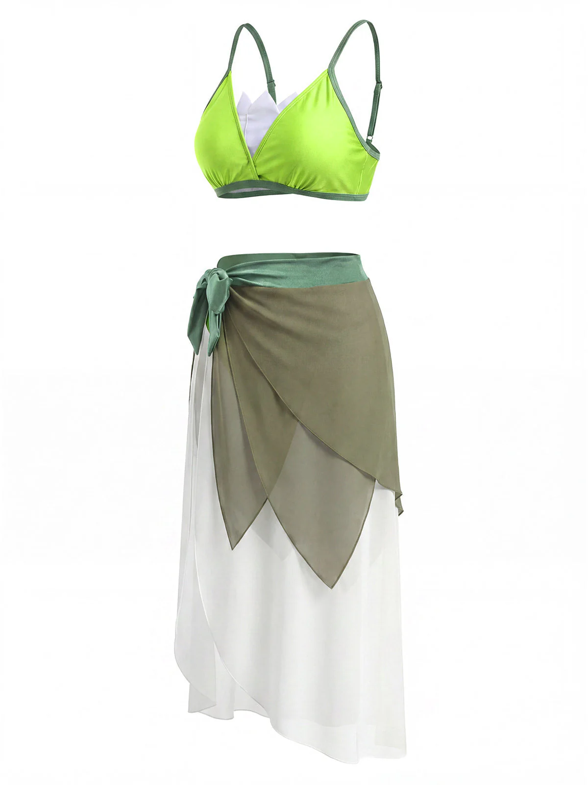 [Vorverkauf] Chartreuse 70er Bikini-Set & Cover-Up mit Triangle und Chiffon - Image 5