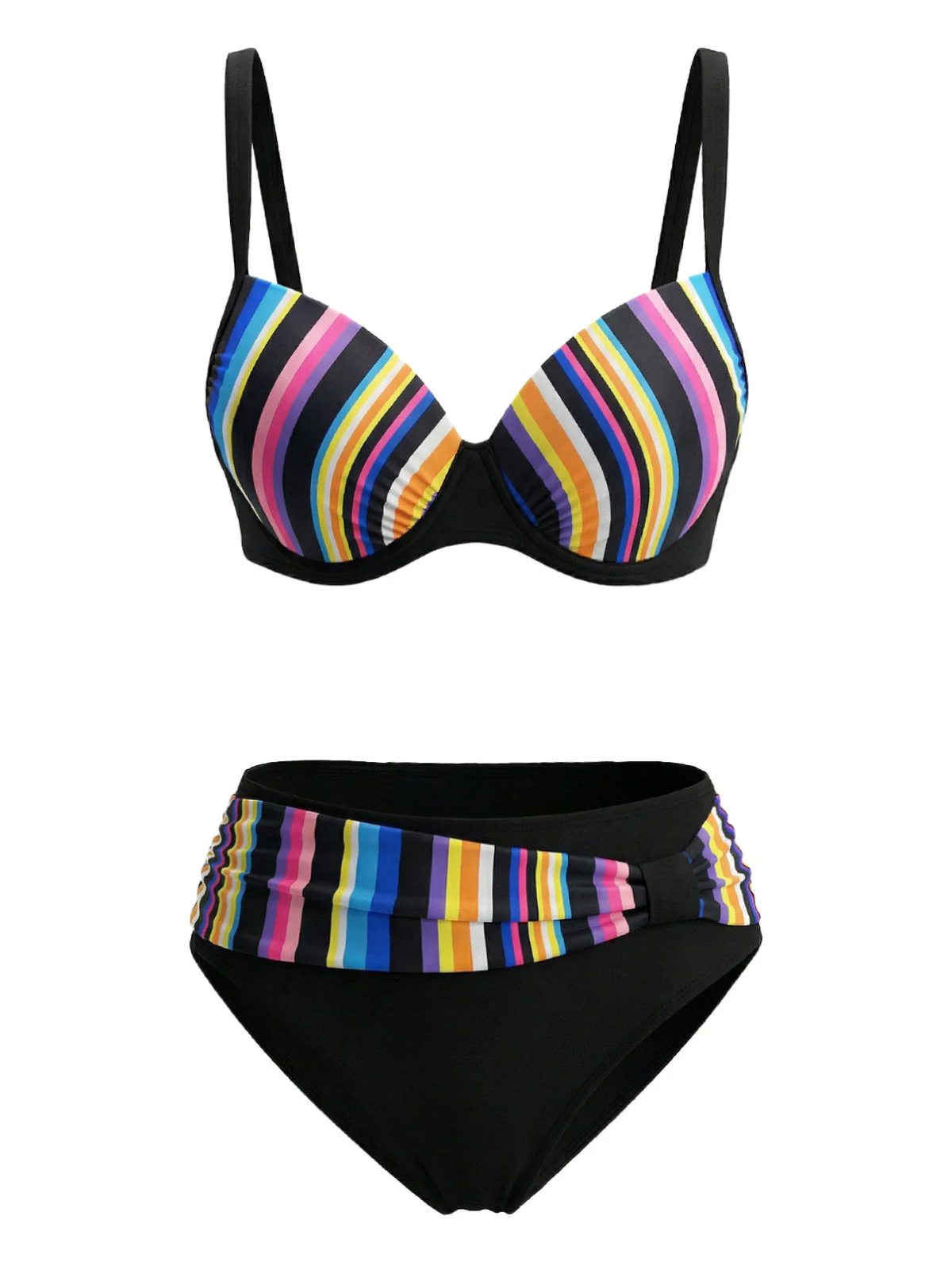 70er Bikini-Set mit Regenbogen-Streifen in Mehrfarbig - Image 2