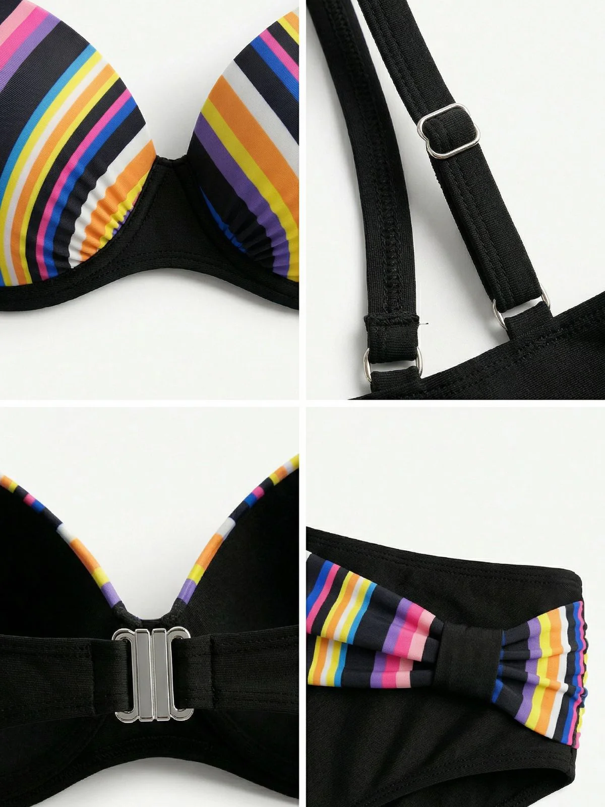 70er Bikini-Set mit Regenbogen-Streifen in Mehrfarbig - Image 5