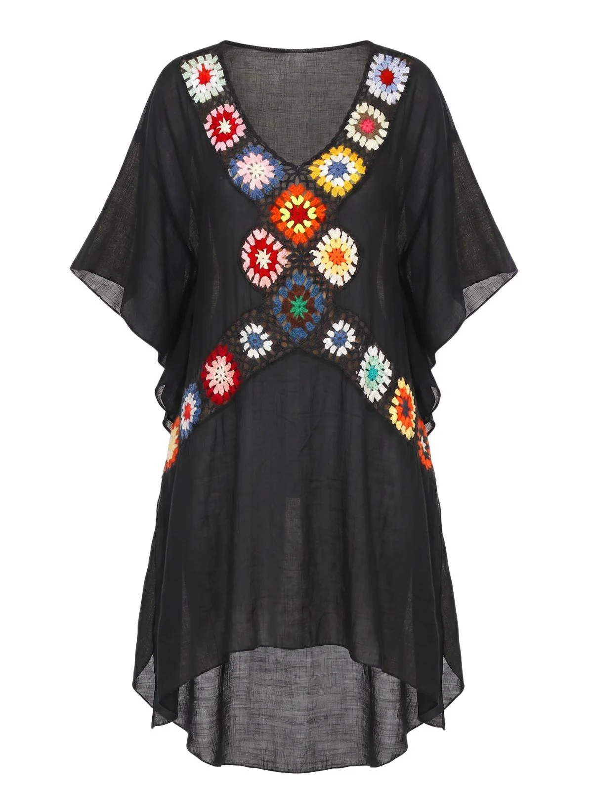 70er Cover-Up im Boho-Stil mit Häkelarbeit und Quadrat-Muster - Image 5