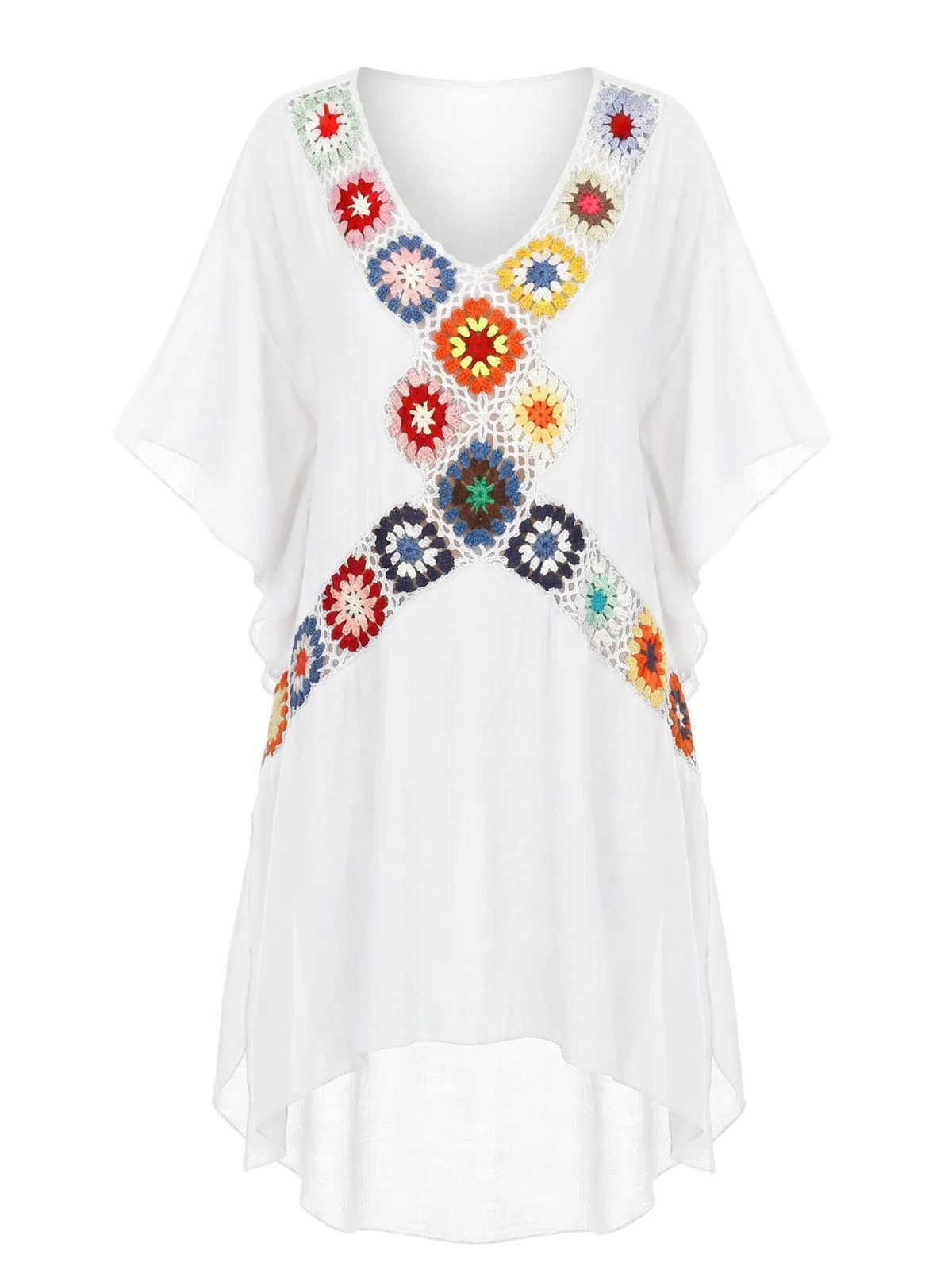 70er Cover-Up im Boho-Stil mit Häkelarbeit und Quadrat-Muster - Image 6