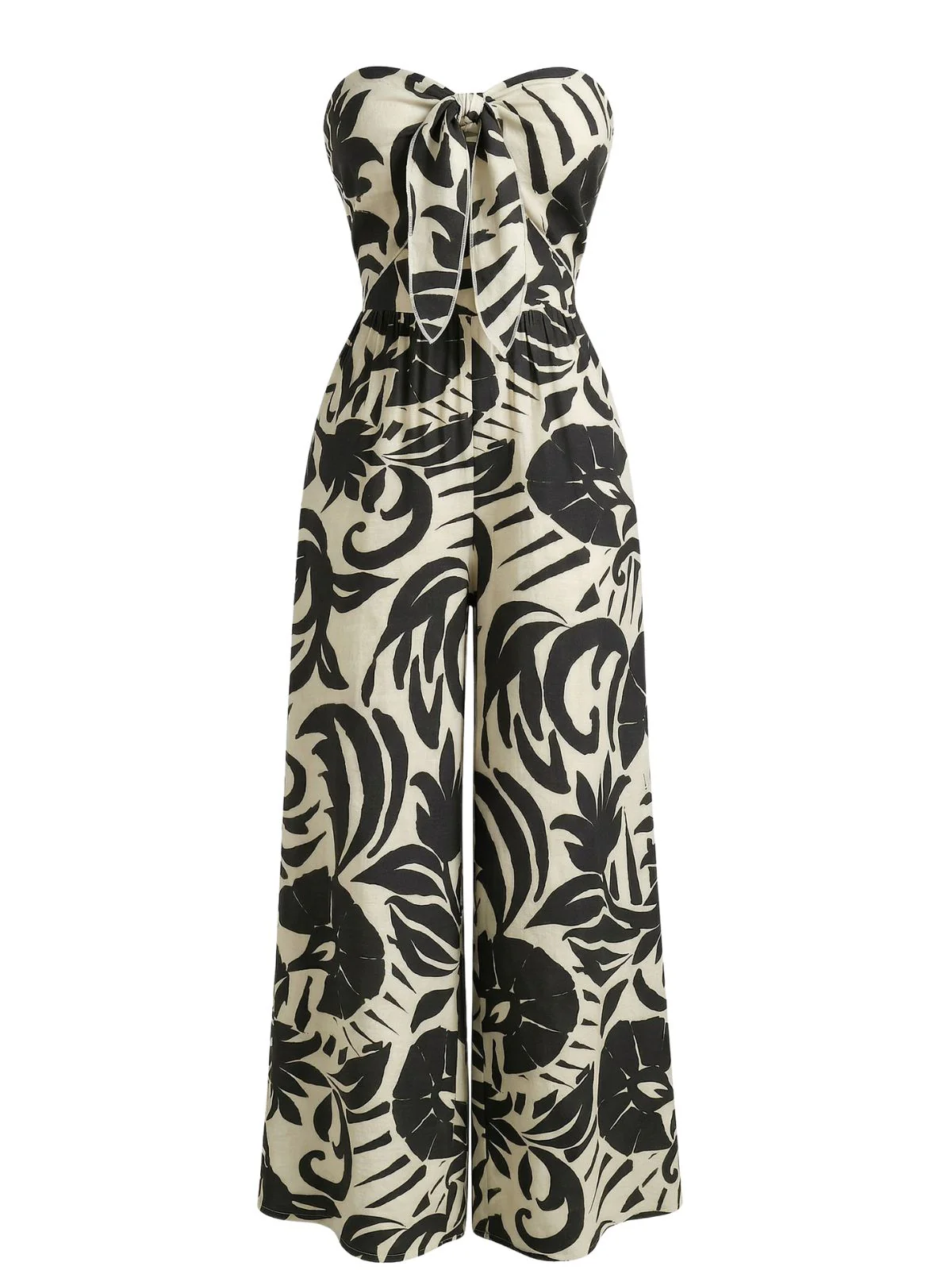 70er Jumpsuit mit asymmetrischem Print und trägerlos - Image 7
