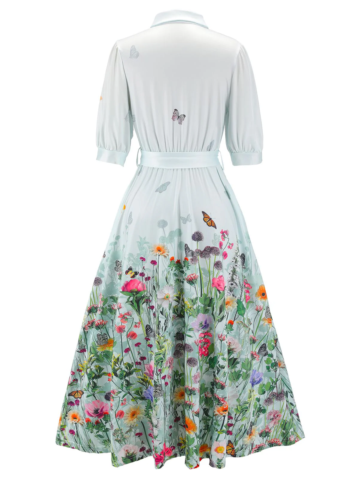 [Vorverkauf] Apricot 40er Blumenkleid mit Osterhase und Gürtel - Image 4