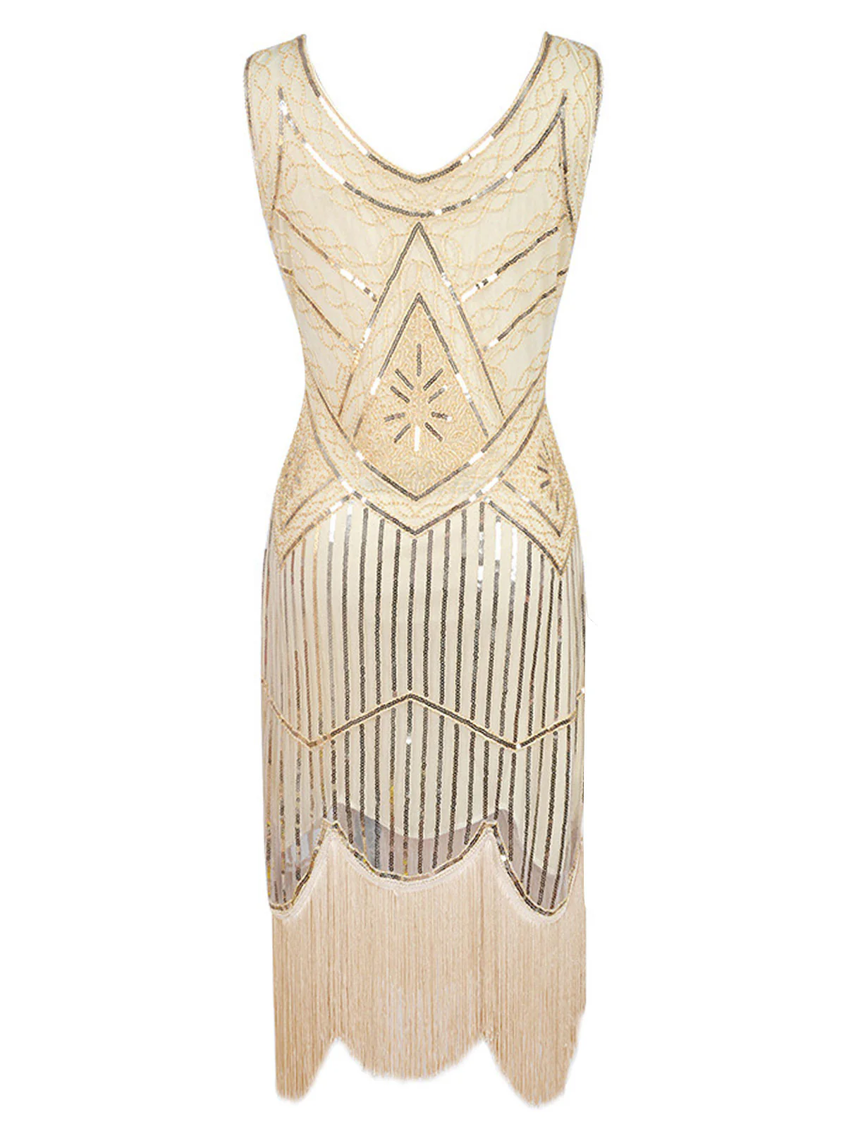 Weiß 1920ER PAILLETTEN FRANSEN FLAPPER KLEID MIT PERLEN - Image 8