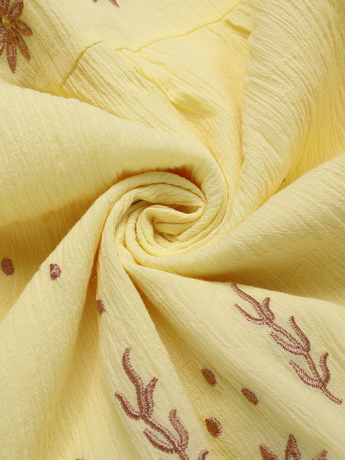 Aprikose 1930er V-Ausschnitt Stickerei Blumen Kleid - Image 5