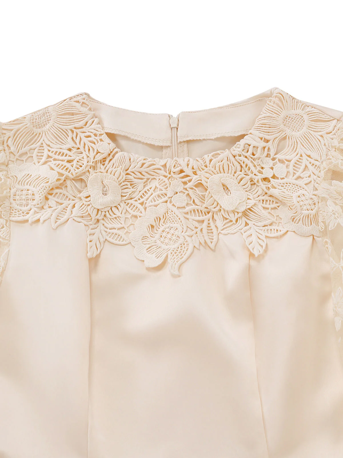 Aprikose 1950er Blumen Spitze Satin Bogen Gürtel Jumpsuit - Image 4