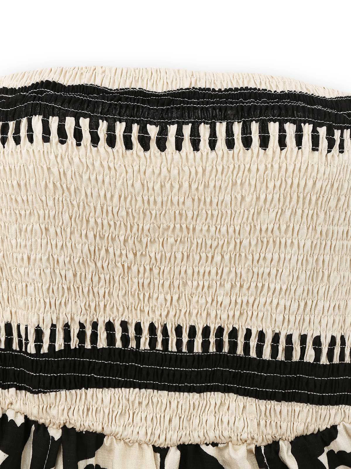 Aprikose 1970er Boho Trägerlos Gesmokt Jumpsuit - Image 3